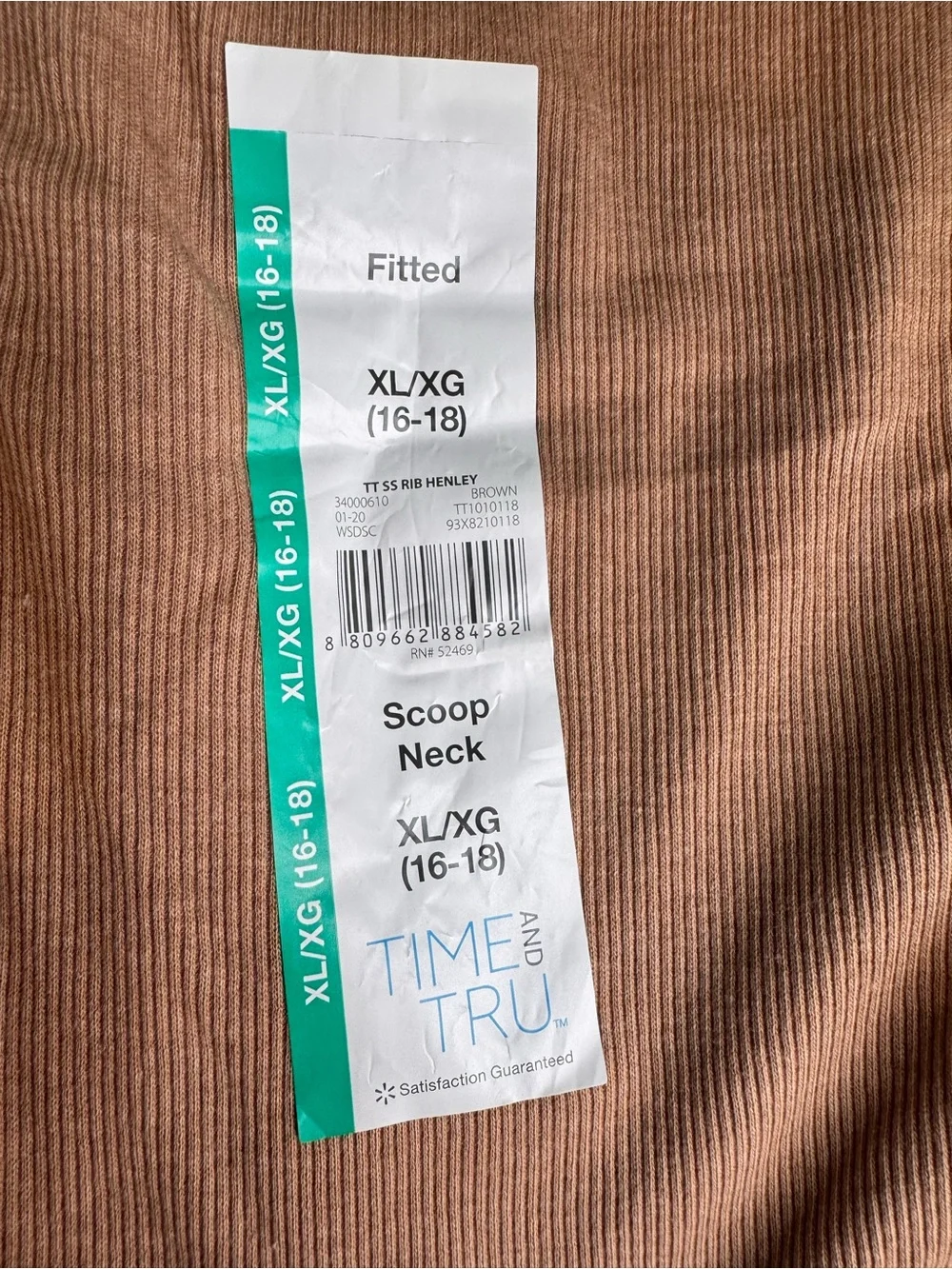 Time and Tru Short Sleeve Henley Tees - Tan & Charcoal set of 2 - Picture 5 of 7